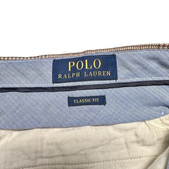 Polo Ralph Lauren | Men | Tan Linen Blend 9 Inch Glen Plaid Shorts | Sz 36 - Picture 6 of 10
